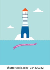 lighthouse bon voyage greeting card vector