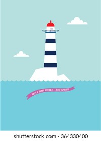 lighthouse bon voyage greeting card vector