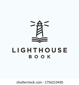 lighthouse book logo. lighthouse icon