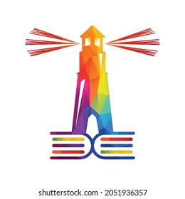 Lighthouse book vector logo design.  Historic book concept design.