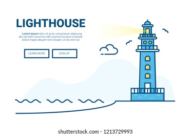 Lighthouse building background. design for landing page website. 