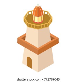 Lighthouse building icon. Isometric illustration of lighthouse building vector icon for web