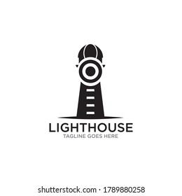 Lighthouse building logo design vector template