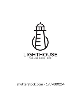 Lighthouse building logo design vector template