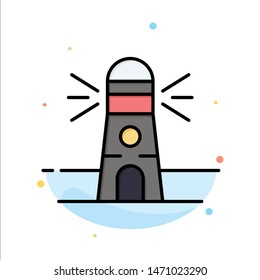 Lighthouse, Building, Navigation, House Abstract Flat Color Icon Template. Vector Icon Template background