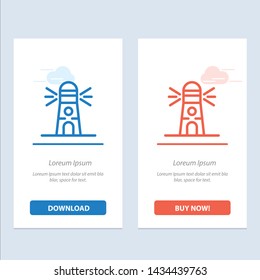 Lighthouse, Building, Navigation, House  Blue and Red Download and Buy Now web Widget Card Template