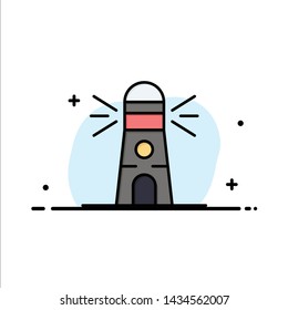 Lighthouse, Building, Navigation, House Business Logo Template. Flat Color