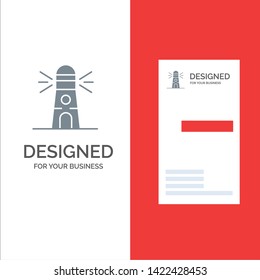 Lighthouse, Building, Navigation, House Grey Logo Design and Business Card Template