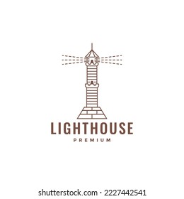 lighthouse building ocean minimalist line vintage logo design vector