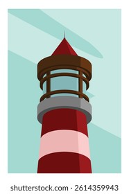 Lighthouse building peak. Simple flat illustration