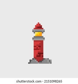 lighthouse building in pixel art style