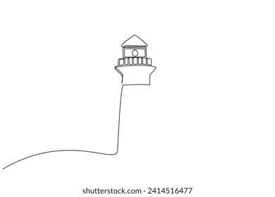 lighthouse building structure one line art design