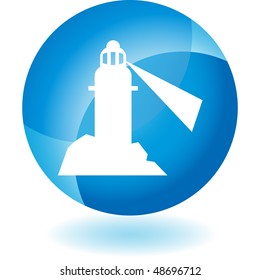 Lighthouse button isolated on a background.