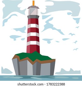 Lighthouse by the sea illustration