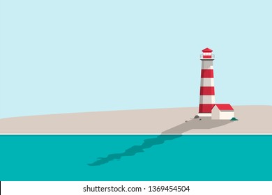 Vetor de verão do farol pelo mar