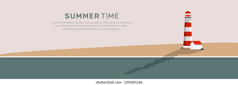 Lighthouse by the sea summer vector