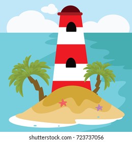 Lighthouse Cartoon Vector Illustration