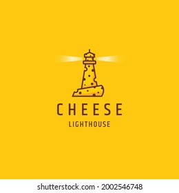 Lighthouse cheese flat logo icon design template vector illustration
