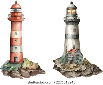 
Lighthouse clipart, isolated vector illustration.