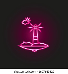 lighthouse cloud sun neon style icon. Simple thin line, outline vector of landspace icons for ui and ux, website or mobile application