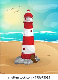 lighthouse at the coast vector  illustration, eps 10 vector
