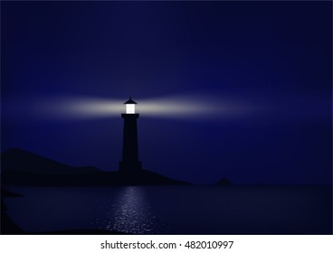 Lighthouse is coastal at night