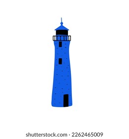 Lighthouse. Coastline architecture building. Beacon with windows. Vector illustration