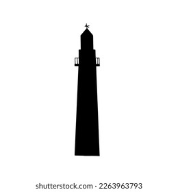 Lighthouse. Coastline architecture building. Beacon with windows. Vector illustration