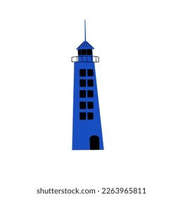 Leuchtturm. Küstenarchitektur. Leuchtfeuer mit Fenstern. Vektorgrafik