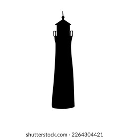 Lighthouse. Coastline architecture building. Beacon with windows. Vector illustration