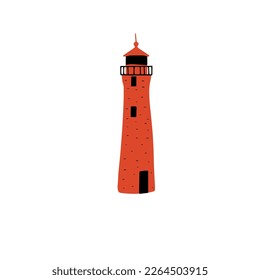 Lighthouse. Coastline architecture building. Beacon with windows. Vector illustration
