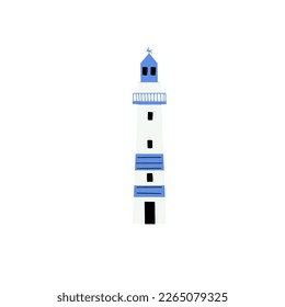 Leuchtturm. Küstenarchitektur. Leuchtfeuer mit Fenstern. Vektorgrafik