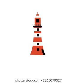 Faro. Edificio de arquitectura costera. Beacon con ventanas. Ilustración del vector