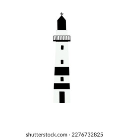 Lighthouse. Coastline architecture building. Beacon with windows. Vector illustration