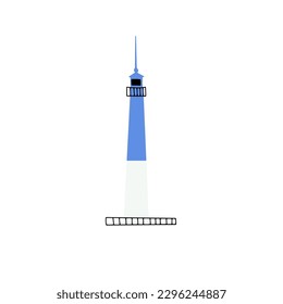 Lighthouse. Coastline architecture building. Beacon with windows. Vector illustration