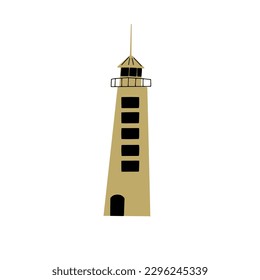 Leuchtturm. Küstenarchitektur. Leuchtfeuer mit Fenstern. Vektorgrafik