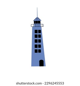 Lighthouse. Coastline architecture building. Beacon with windows. Vector illustration