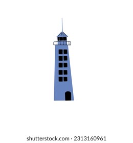 Lighthouse. Coastline architecture building. Beacon with windows. Vector illustration