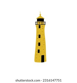 Lighthouse. Coastline architecture building. Beacon with windows. Vector illustration