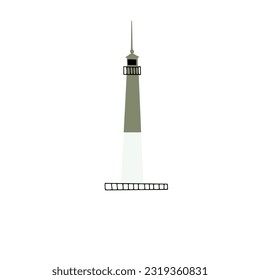 Lighthouse. Coastline architecture building. Beacon with windows. Vector illustration