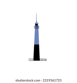 Lighthouse. Coastline architecture building. Beacon with windows. Vector illustration