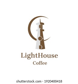 lighthouse coffee logo template, can be used as logo or brand for company, restauran,cafe, etc