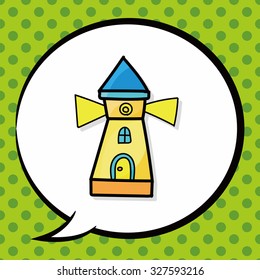 lighthouse color doodle, speech bubble