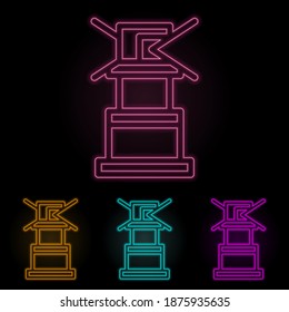 conjunto neón de color faro. Línea delgada simple, vector de contorno de iconos web para ui y ux, sitio web o aplicación móvil