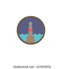 Lighthouse colored in circle icon. Element of colored landscape in circle icon for mobile concept and web apps. Colored Lighthouse can be used for web and mobile