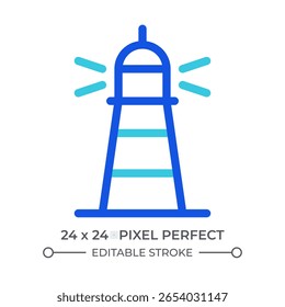 Lighthouse colorful line ui icon. Sea beacon, nautical. Ocean navigation. Searchlight, maritime. Direction, building. Isolated vector duotone linear symbol. User interface element, pixel perfect