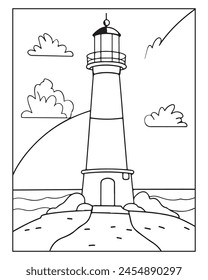 Lighthouse Coloring Pages for kids, Lighthouse vector