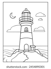 Lighthouse Páginas para colorear para niños, Lighthouse Vector