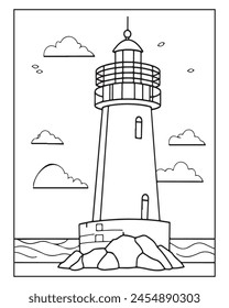 Lighthouse Páginas para colorear para niños, Lighthouse Vector