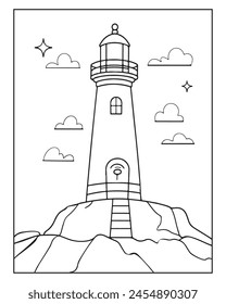 Lighthouse Coloring Pages for kids, Lighthouse vector